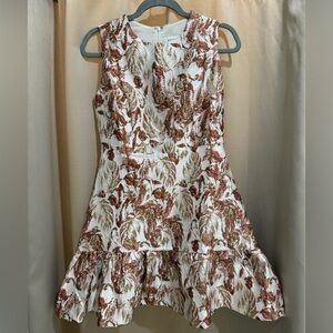 Elegant Leaf Print Sleeveless Dress